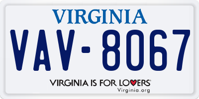 VA license plate VAV8067