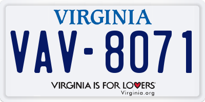 VA license plate VAV8071
