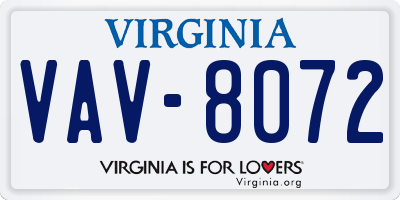 VA license plate VAV8072
