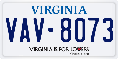 VA license plate VAV8073