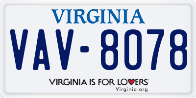 VA license plate VAV8078