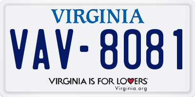 VA license plate VAV8081