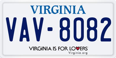 VA license plate VAV8082