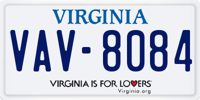 VA license plate VAV8084