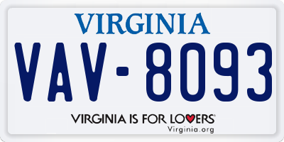 VA license plate VAV8093