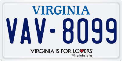 VA license plate VAV8099