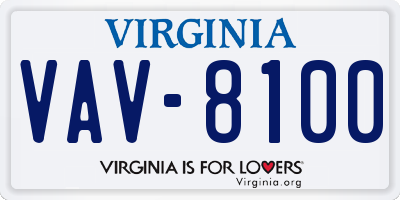 VA license plate VAV8100