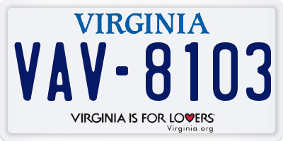 VA license plate VAV8103