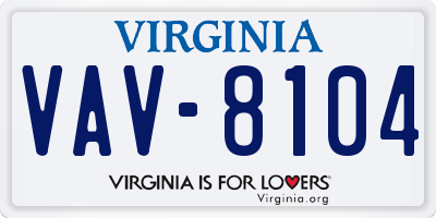 VA license plate VAV8104