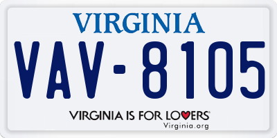 VA license plate VAV8105