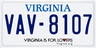 VA license plate VAV8107