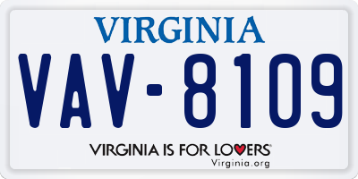 VA license plate VAV8109