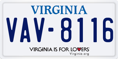 VA license plate VAV8116