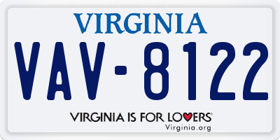 VA license plate VAV8122