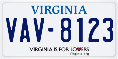 VA license plate VAV8123