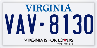 VA license plate VAV8130