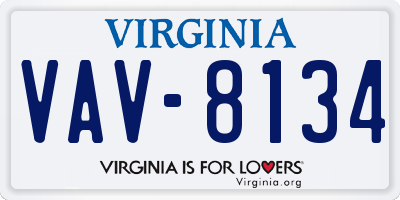 VA license plate VAV8134