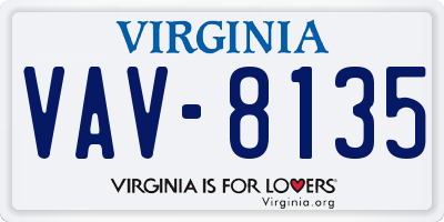 VA license plate VAV8135