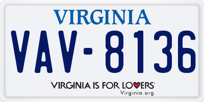 VA license plate VAV8136