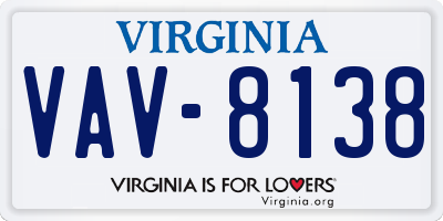 VA license plate VAV8138