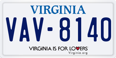 VA license plate VAV8140