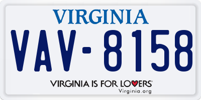 VA license plate VAV8158