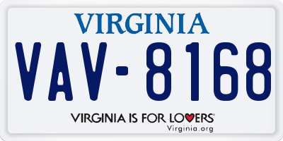 VA license plate VAV8168