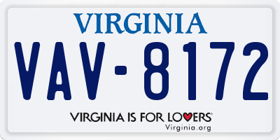 VA license plate VAV8172