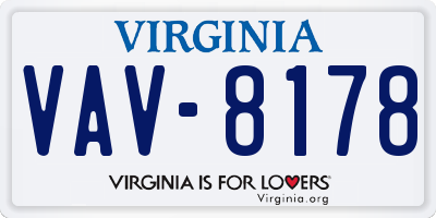 VA license plate VAV8178