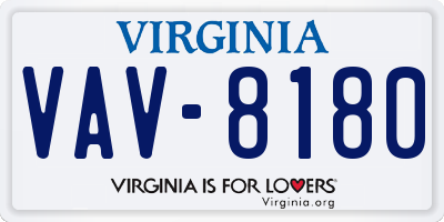 VA license plate VAV8180