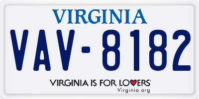 VA license plate VAV8182