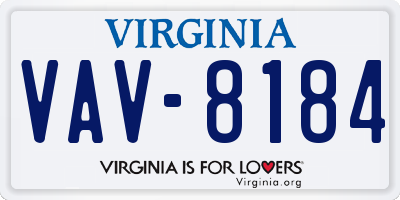 VA license plate VAV8184