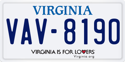 VA license plate VAV8190