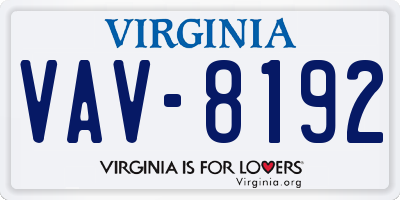 VA license plate VAV8192