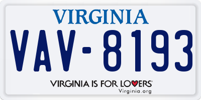 VA license plate VAV8193