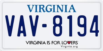 VA license plate VAV8194