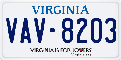 VA license plate VAV8203