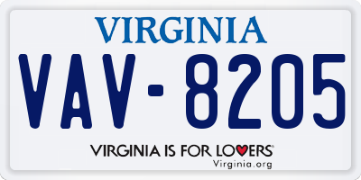 VA license plate VAV8205
