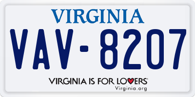 VA license plate VAV8207