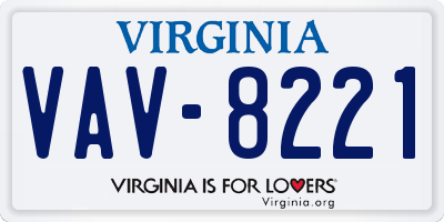 VA license plate VAV8221