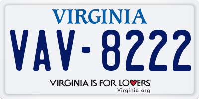 VA license plate VAV8222