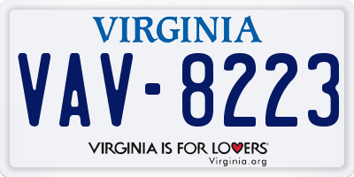 VA license plate VAV8223