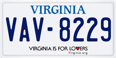 VA license plate VAV8229