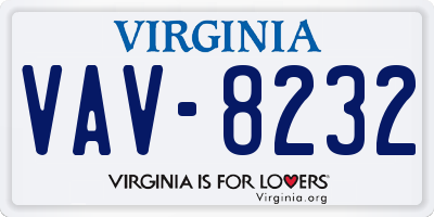 VA license plate VAV8232