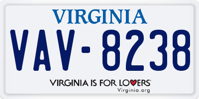 VA license plate VAV8238