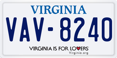 VA license plate VAV8240