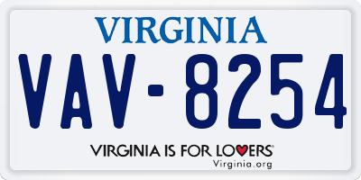 VA license plate VAV8254