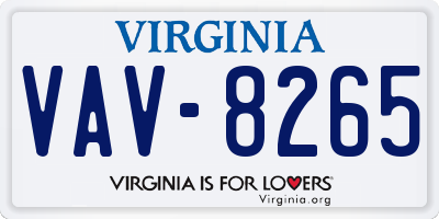 VA license plate VAV8265