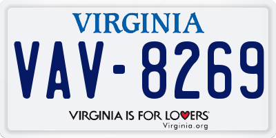 VA license plate VAV8269