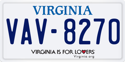 VA license plate VAV8270
